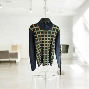 Tory Sport Navy Multicolor Turtleneck Sweater